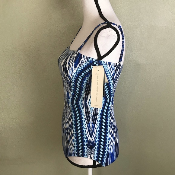 Gottex NWT Blue/White One Piece Bandeau Swimsuit - Picture 5 of 8